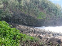 High tide covering sand beach