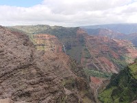 Waimea Canyon lookout with view of mesa and waterfall where we hiked earlier