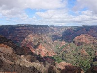 Waimea Canyon Lookout with waterfall on left