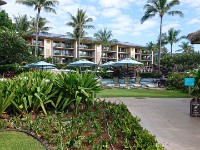 Pool next to building