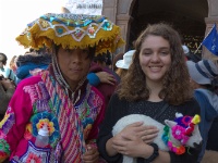 Emma with Baby Alpaca in Cusco Peru