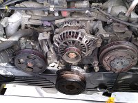 20200829 145512  Timing belt with pulleys, tensioner, water pump, all installed & torqued. Now the cover's reinstalled.