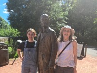 Emma & Michelle with Thomas Jefferson Statue