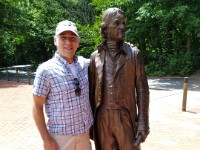 Mike &Thomas Jefferson Statue at Monticello